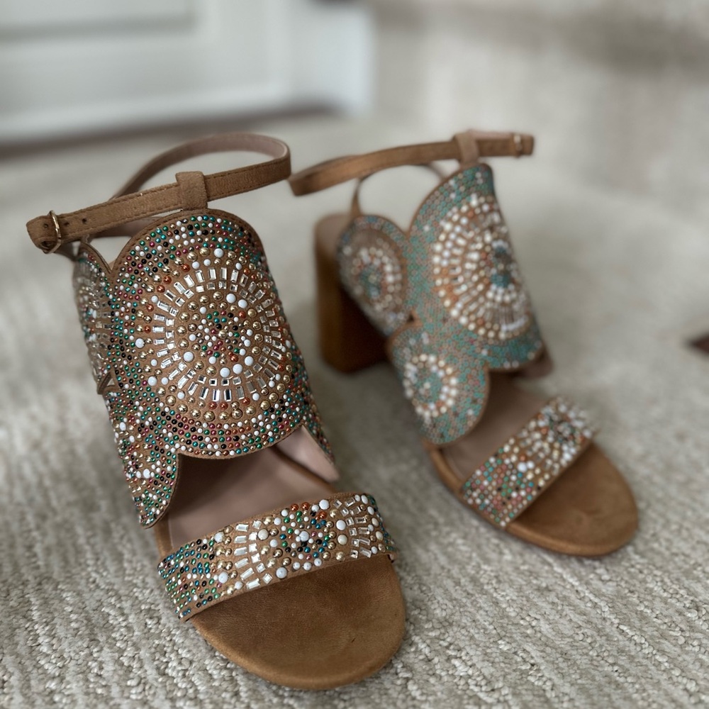 VENUS Tan Brown Heels with Animal Print